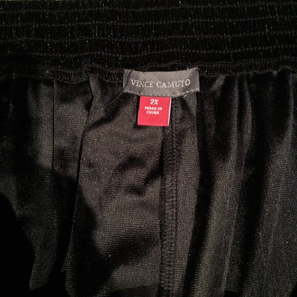 VINCE CAMUTO PANTS  2X  Black Gold Metallic  Velvet  Pull-On Dressy  Pockets NEW - Picture 4 of 9